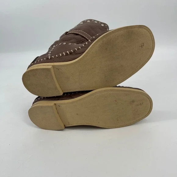 Hector Riccione Made in Italy Leather Studded Buckle Western Boots Brown Size 7 - Picture 9 of 9